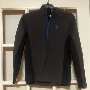 EUC Men’s Spyder Dark Grey and Blue Quarter-Zip Pullover Size M